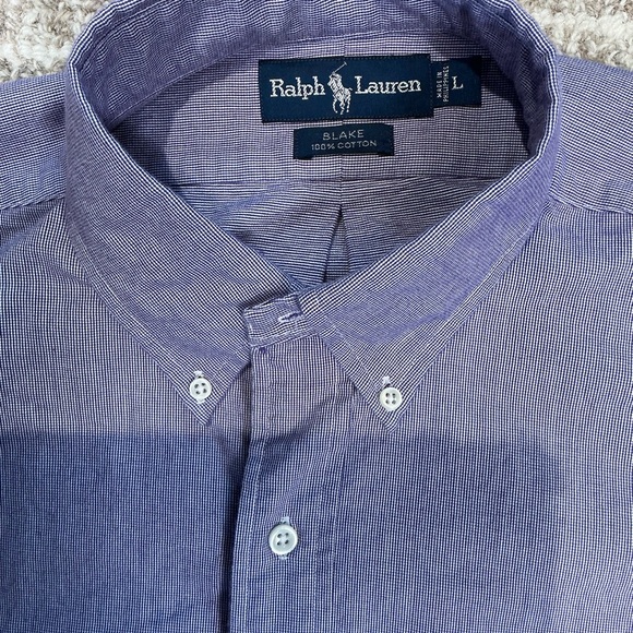 Ralph Lauren Purple Gingham  Casual Button Down Shirt Sz L - Picture 3 of 6